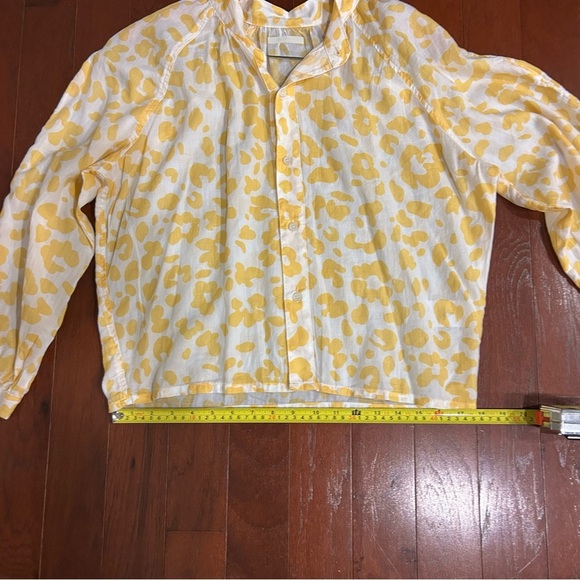 MOTHER THE SUNBURST COTTON LEOPARD FLORAL PRINT TOP. MADE IN USA. SZ S yellow - Picture 8 of 11